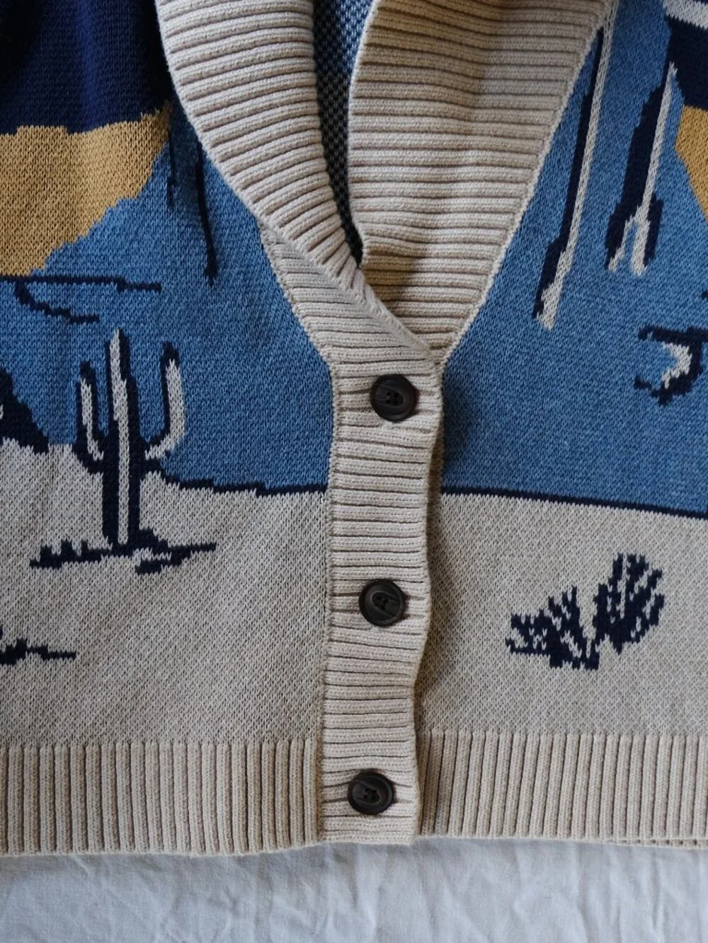Pendleton Desert Rider Cotton Cardigan NWOT —   Horse + Saguaro Knit  Rare - Picture 3 of 5